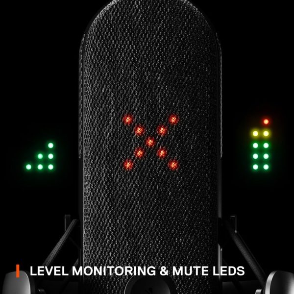 SteelSeries Alias USB Mic for PC — 3x Bigger Capsule for Gaming, Streaming and Podcasting — Sonar for Streamers Audio Software — AI Noise Cancelling — LED Mute & Level Monitoring — Shock Mount - Image 6