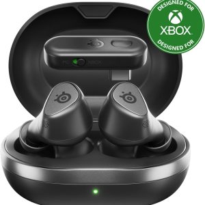 Arctis GameBuds for Xbox/PC/PS5/Switch/Mobile — Quick-Switch 2.4GHz + Bluetooth 5.3 — Active Noise Cancelling — Mobile App w/Sound Presets — Water Resistant IP55 — 40H Battery with Qi Charging Case