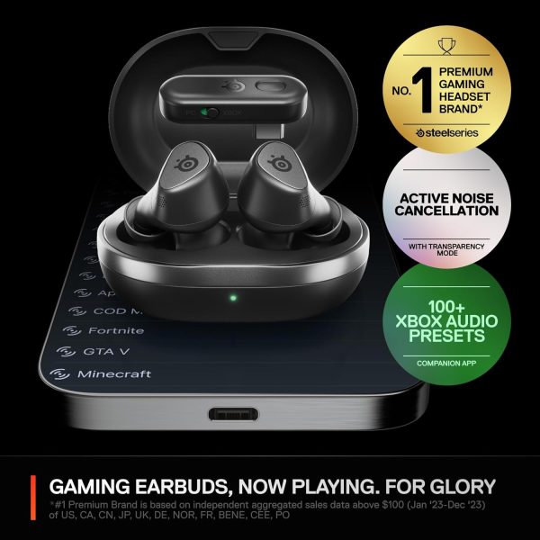 Arctis GameBuds for Xbox/PC/PS5/Switch/Mobile — Quick-Switch 2.4GHz + Bluetooth 5.3 — Active Noise Cancelling — Mobile App w/Sound Presets — Water Resistant IP55 — 40H Battery with Qi Charging Case - Image 3