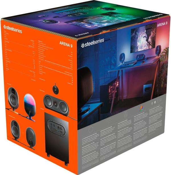 SteelSeries Arena 9 Illuminated 5.1 Desktop Gaming Speakers – 5.1 USB Surround Sound – Wireless Rear Speakers – 2-Way Speaker Design – Subwoofer – RGB Light, Bluetooth – PC, PlayStation, Mobile, Mac - Image 8