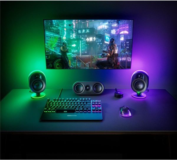SteelSeries Arena 9 Illuminated 5.1 Desktop Gaming Speakers – 5.1 USB Surround Sound – Wireless Rear Speakers – 2-Way Speaker Design – Subwoofer – RGB Light, Bluetooth – PC, PlayStation, Mobile, Mac - Image 9