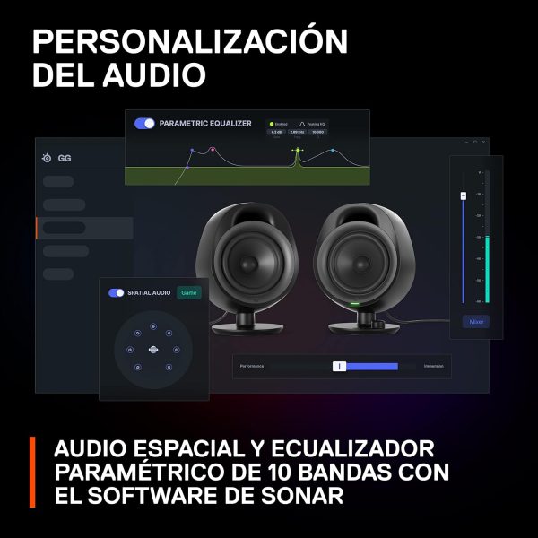 SteelSeries Arena 9 Illuminated 5.1 Desktop Gaming Speakers – 5.1 USB Surround Sound – Wireless Rear Speakers – 2-Way Speaker Design – Subwoofer – RGB Light, Bluetooth – PC, PlayStation, Mobile, Mac - Image 12