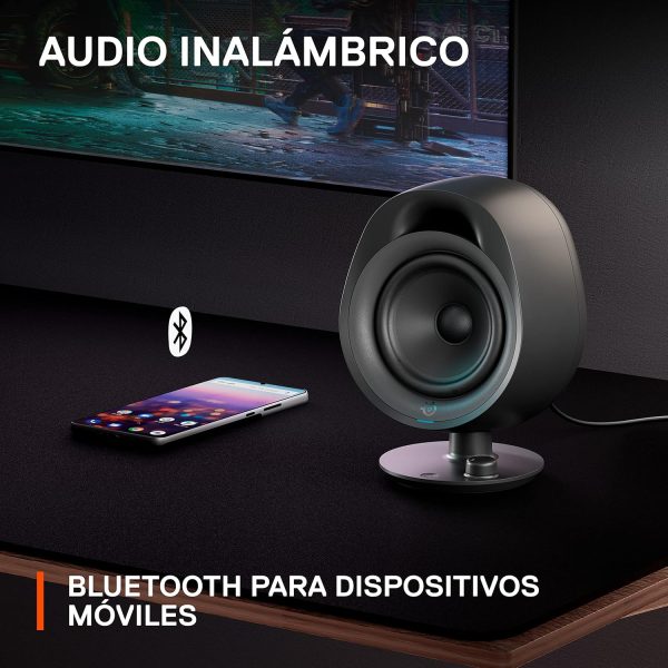 SteelSeries Arena 9 Illuminated 5.1 Desktop Gaming Speakers – 5.1 USB Surround Sound – Wireless Rear Speakers – 2-Way Speaker Design – Subwoofer – RGB Light, Bluetooth – PC, PlayStation, Mobile, Mac - Image 16