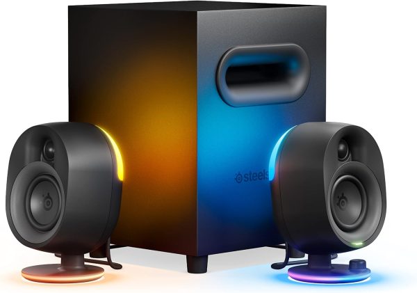 SteelSeries Arena 9 Illuminated 5.1 Desktop Gaming Speakers – 5.1 USB Surround Sound – Wireless Rear Speakers – 2-Way Speaker Design – Subwoofer – RGB Light, Bluetooth – PC, PlayStation, Mobile, Mac - Image 18