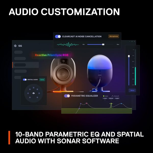 SteelSeries Arena 9 Illuminated 5.1 Desktop Gaming Speakers – 5.1 USB Surround Sound – Wireless Rear Speakers – 2-Way Speaker Design – Subwoofer – RGB Light, Bluetooth – PC, PlayStation, Mobile, Mac - Image 28
