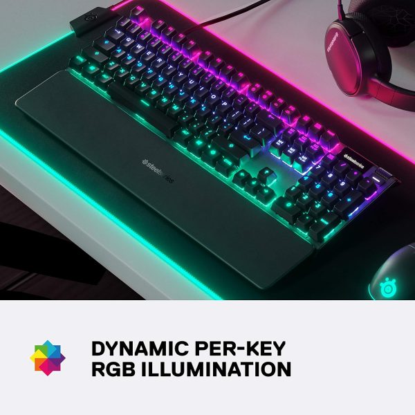 SteelSeries USB Apex 5 Hybrid Mechanical Gaming Keyboard – Per-Key RGB Illumination – Aircraft Grade Aluminum Alloy Frame – OLED Smart Display (Hybrid Blue Switch) - Image 2