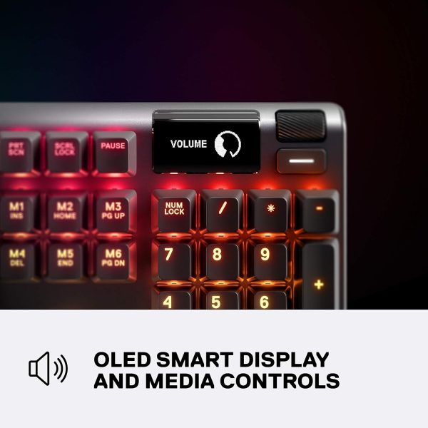 SteelSeries USB Apex 5 Hybrid Mechanical Gaming Keyboard – Per-Key RGB Illumination – Aircraft Grade Aluminum Alloy Frame – OLED Smart Display (Hybrid Blue Switch) - Image 4