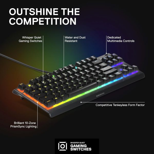 SteelSeries USB Apex 5 Hybrid Mechanical Gaming Keyboard – Per-Key RGB Illumination – Aircraft Grade Aluminum Alloy Frame – OLED Smart Display (Hybrid Blue Switch) - Image 12