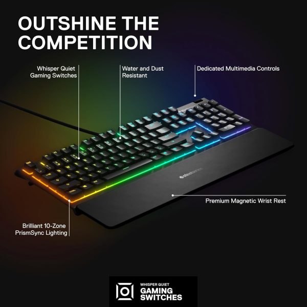 SteelSeries USB Apex 5 Hybrid Mechanical Gaming Keyboard – Per-Key RGB Illumination – Aircraft Grade Aluminum Alloy Frame – OLED Smart Display (Hybrid Blue Switch) - Image 19