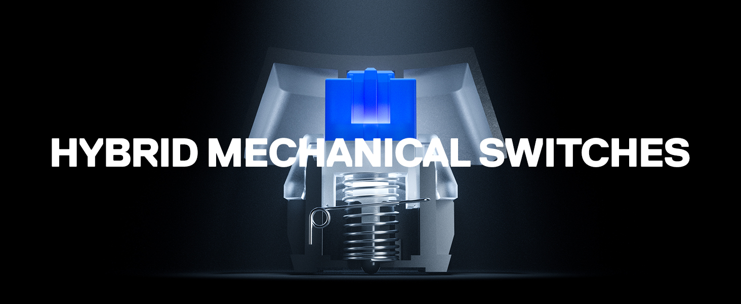 - Apex 5 hybrid blue mechanical switch close-up