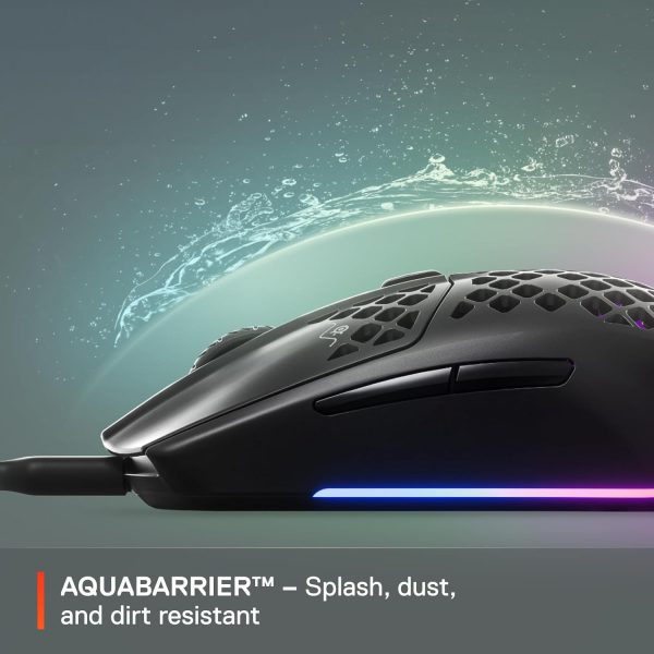 SteelSeries Aerox 3 - Holey RGB Gaming Mouse - Ultra-lightweight Water Resistant Design - 8,500 DPI TrueMove Core Optical Sensor - Onyx - Image 5