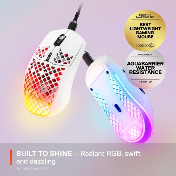SteelSeries Aerox 3 - Holey RGB Gaming Mouse - Ultra-lightweight Water Resistant Design - 8,500 DPI TrueMove Core Optical Sensor - Onyx - Image 9